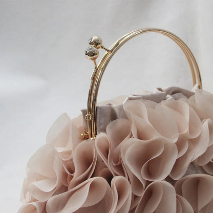 Floral Champagne Handbag - Women's Bridal Day-to-Evening Clutch Handbags The