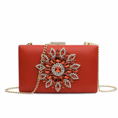 White Crystal Bridal Clutch - Women's Small Crossbody Evening Bag Handbags The