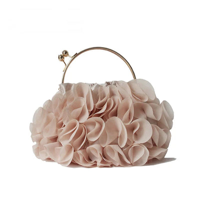 Floral Champagne Handbag - Women's Bridal Day-to-Evening Clutch Handbags The