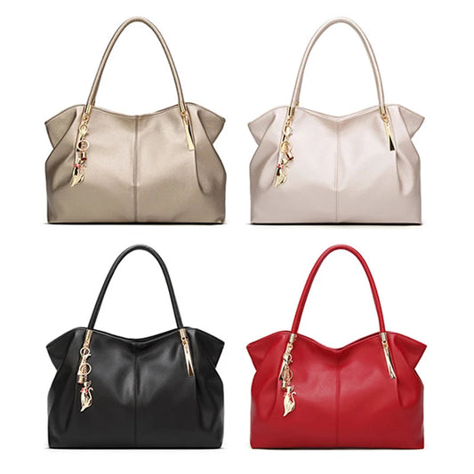 Structured Top-Handle Tote Bag - Women's PU Leather Shoulder Handbag Handbags The