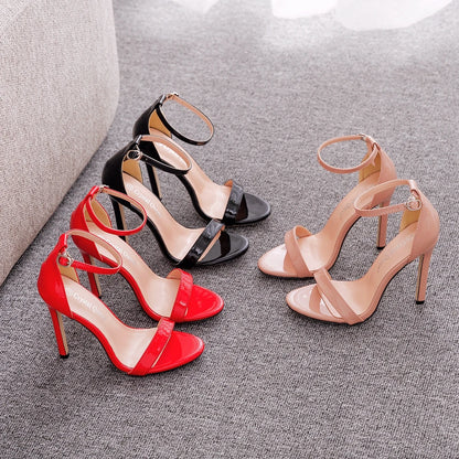 Black 11CM Spike Heel Sandals - Women's Party Dress Shoes
