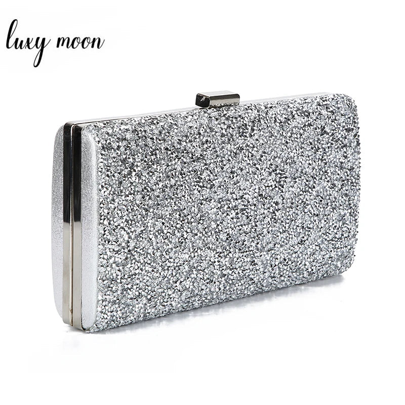 Diamond Sequin Evening Clutch - Women's Two-Chain Wedding Purse Handbags The