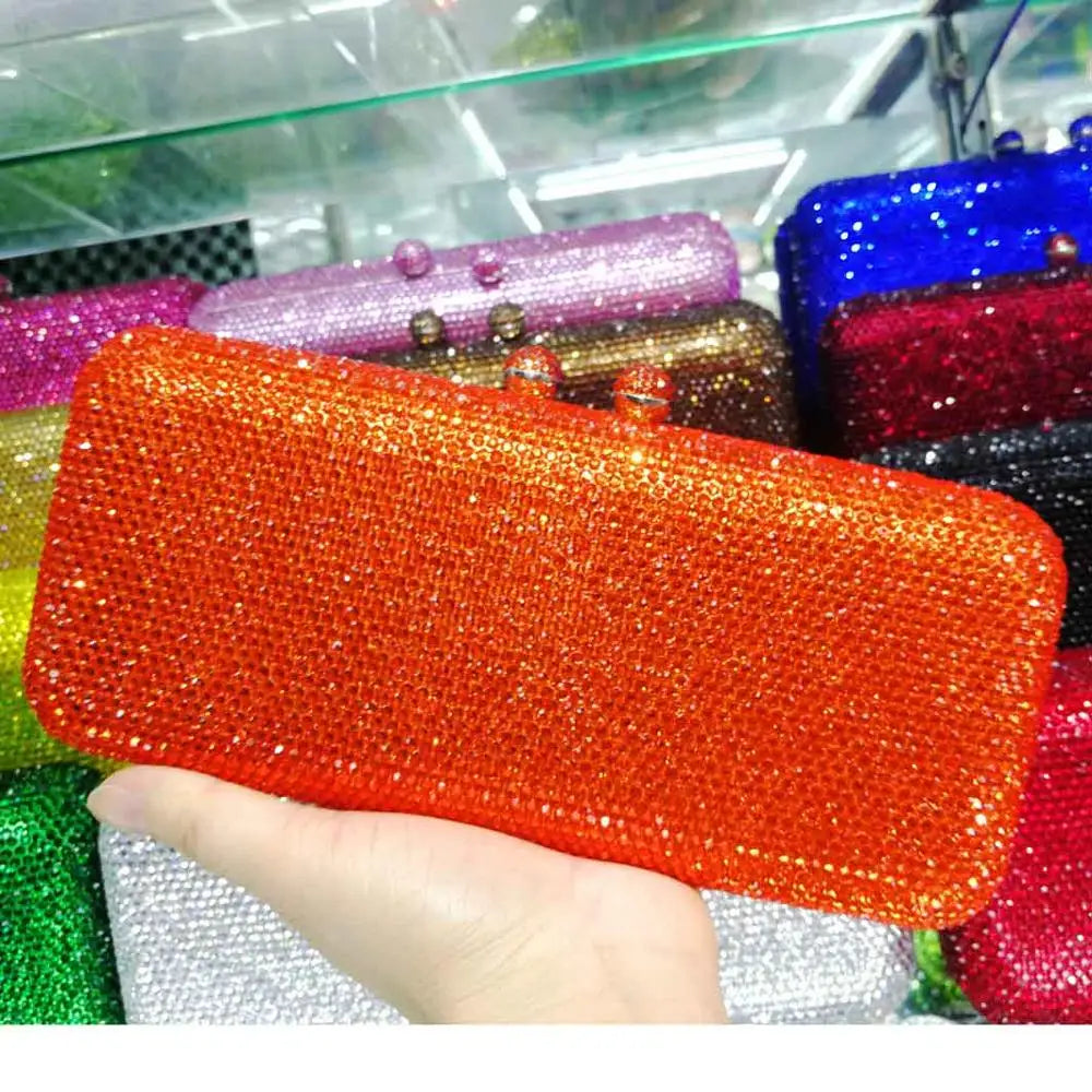 Crystal Evening Clutch - Women's Bridal Party Purse for Dinners & Prom Handbags The