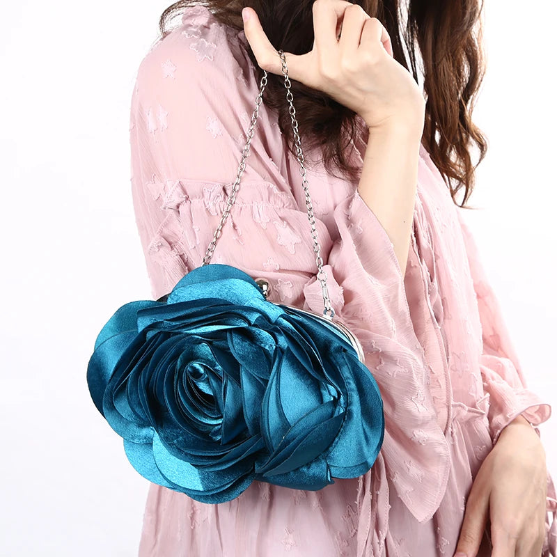 Floral Embroidered Bridal Clutch - Women's Wedding Evening Purse Handbags The