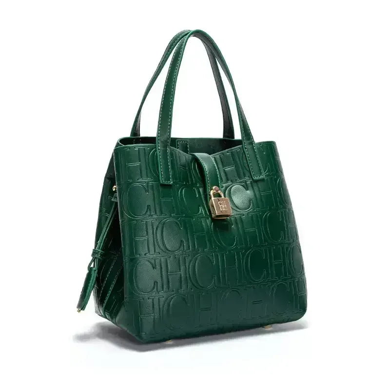 Embossed Crossbody Tote Bag - Women's Large-Capacity Letter Detail Handbag Handbags The