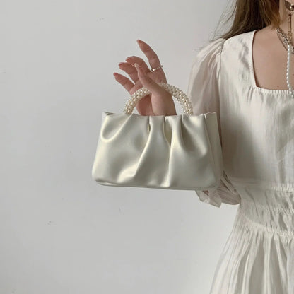 Pearl Handle Dinner Clutch Bag - Women's Luxury Shoulder Purse Handbags The