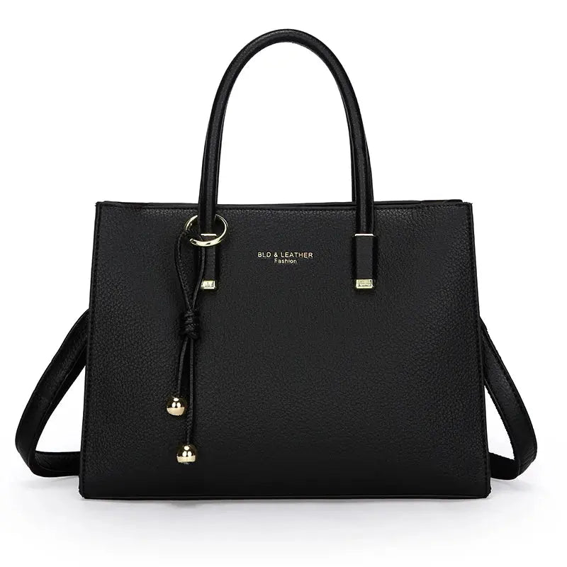 Large-Capacity Triple-Compartment Tote - Women's Synthetic Leather Shoulder & Crossbody Bag Handbags The