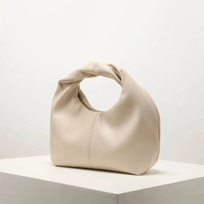 Twist-Handle Square Clutch Bag - Women's Ruched PU Top-Handle Shoulder Bag Handbags The