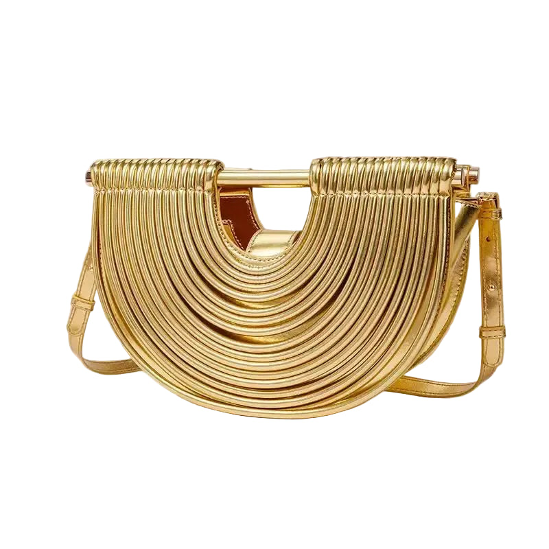 Half Moon Hobo Bag - Women's Woven Shoulder Purse for Day-to-Night Wear Handbags The