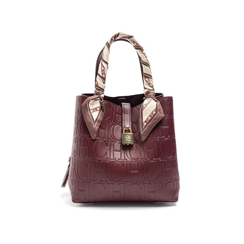 Embossed Crossbody Tote Bag - Women's Large-Capacity Letter Detail Handbag Handbags The