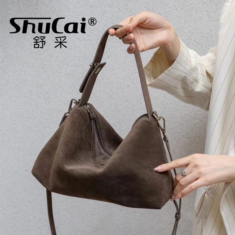 Suede Boston Tote - Women's Soft Crossbody Handbag for Autumn & Winter Handbags The