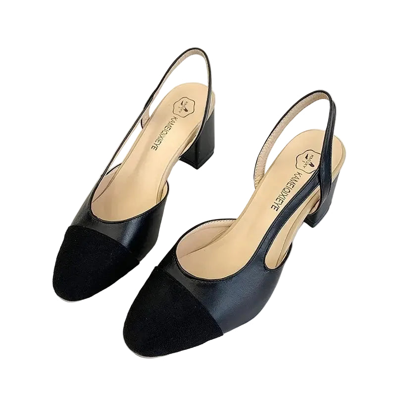 Retro Square-Toe Mule Heels - Women's Elegant Wedding Sandal displayed on a model in stylish outfit.