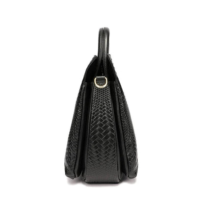 Woven Cowhide Tote Bag - Women's Luxury Commuter Shoulder Handbag Handbags The