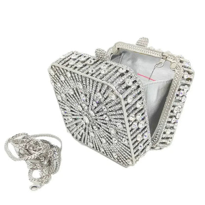 Crystal Minaudiere Clutch - Women's Bridal Evening Bag for Weddings & Galas Handbags The