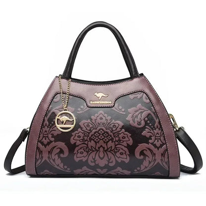 Printed Large-Capacity Tote Bag - Women's Soft Leather Shoulder & Crossbody Purse Handbags The