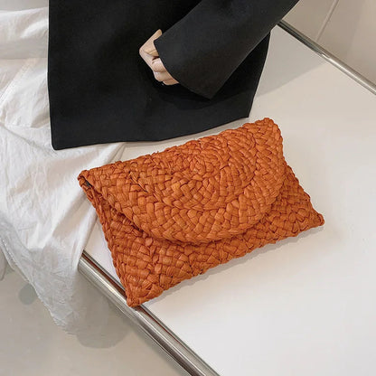 Straw Envelope Clutch - Women's Handmade Summer Purse for Beach & Vacation Handbags The