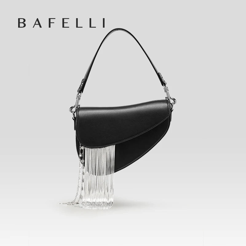 Tassel Saddle Bag - Women's Leather Crossbody Handbag for Chic Everyday Wear Handbags The
