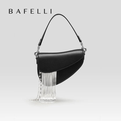 Tassel Saddle Bag - Women's Leather Crossbody Handbag for Chic Everyday Wear Handbags The