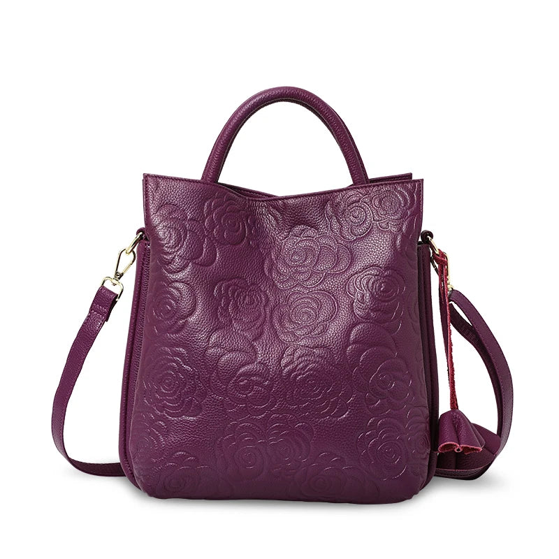 Woven Cowhide Tote Bag - Women's Luxury Commuter Shoulder Handbag Handbags The
