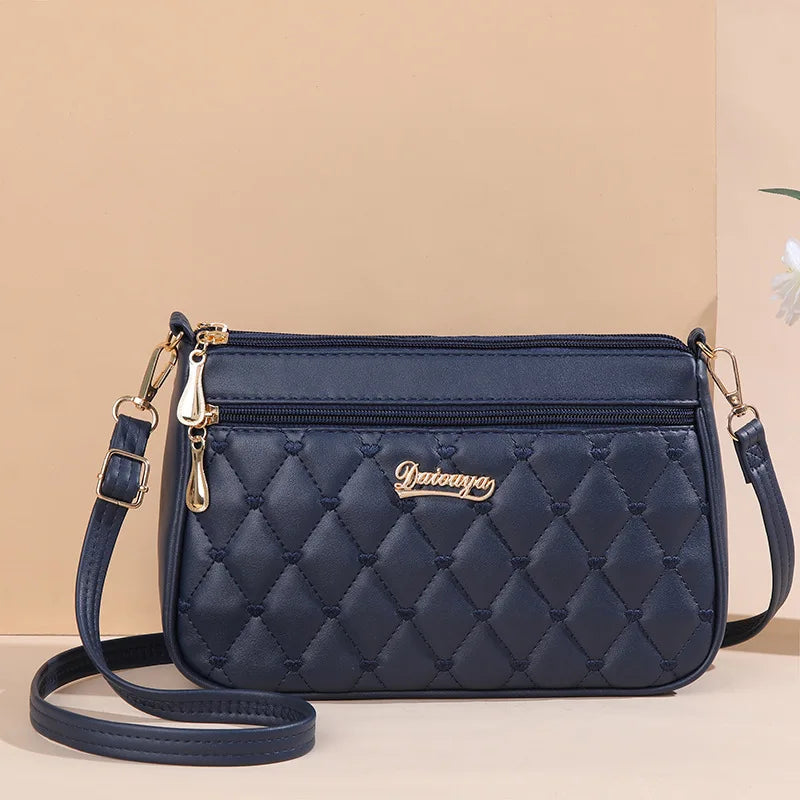 Embroidered Satchel Handbag - Women's PU Leather Messenger Bag with Pom Charm Handbags The