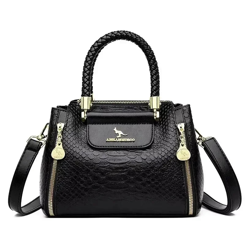 Printed Large-Capacity Tote Bag - Women's Soft Leather Shoulder & Crossbody Purse Handbags The