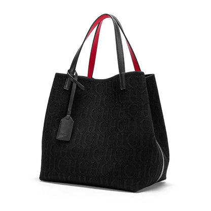 Handcrafted Woven Bucket Handbag - Women's Large-Capacity Solid Color Shoulder Bag Handbags The
