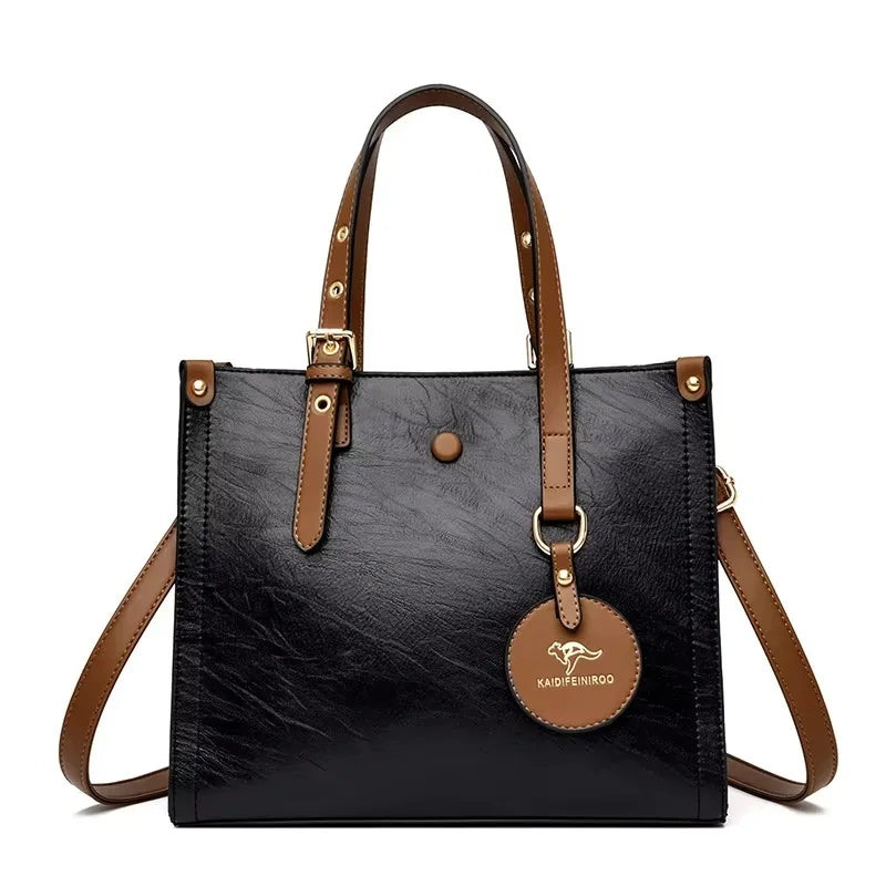 Vintage PU Leather Tote - Women's Large-Capacity Shoulder Bag for Daily Wear Handbags The