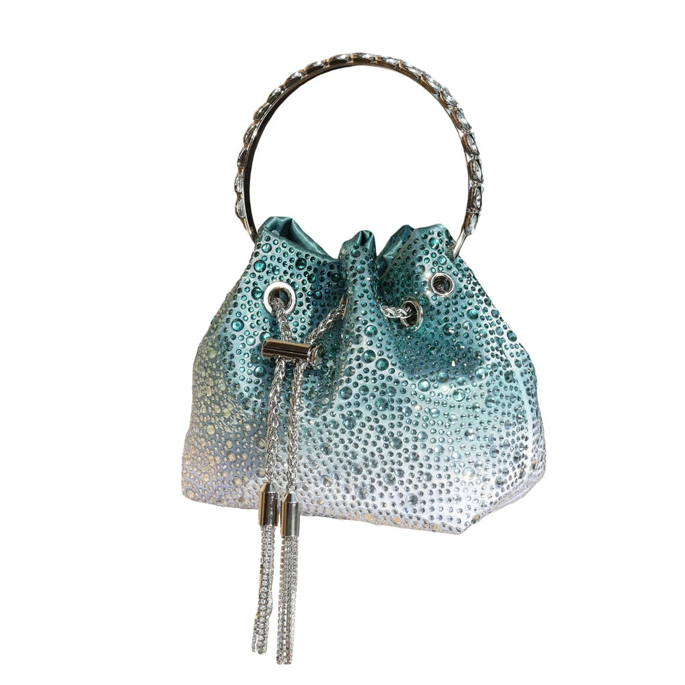 Crystal Bucket Clutch - Women's Shiny Evening Bag for Parties & Special Events Handbags The