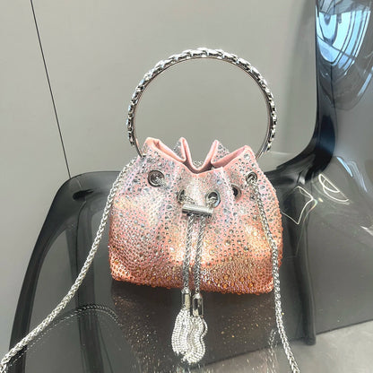Crystal Bucket Clutch - Women's Shiny Evening Bag for Parties & Special Events Handbags The