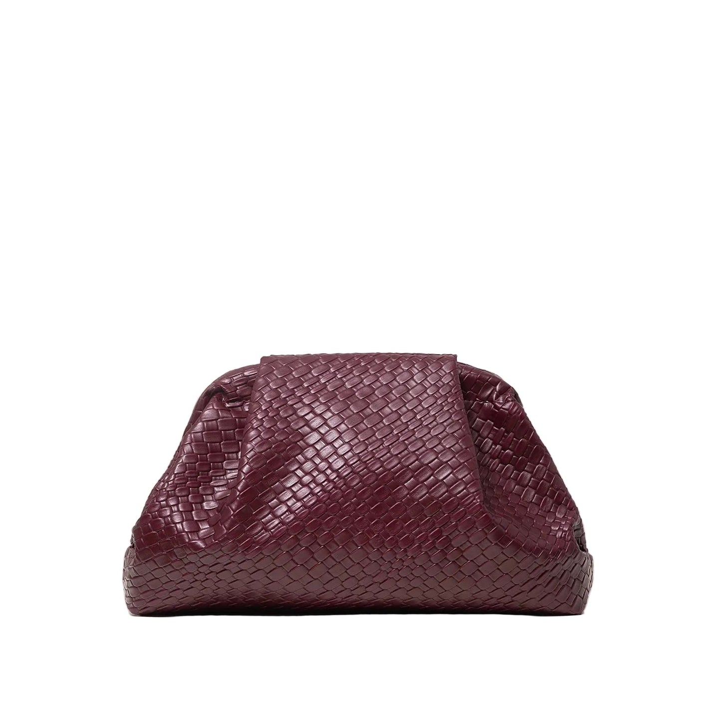 Woven Pattern Clutch - Women's Large-Capacity Burgundy Purse for Formal Looks Handbags The