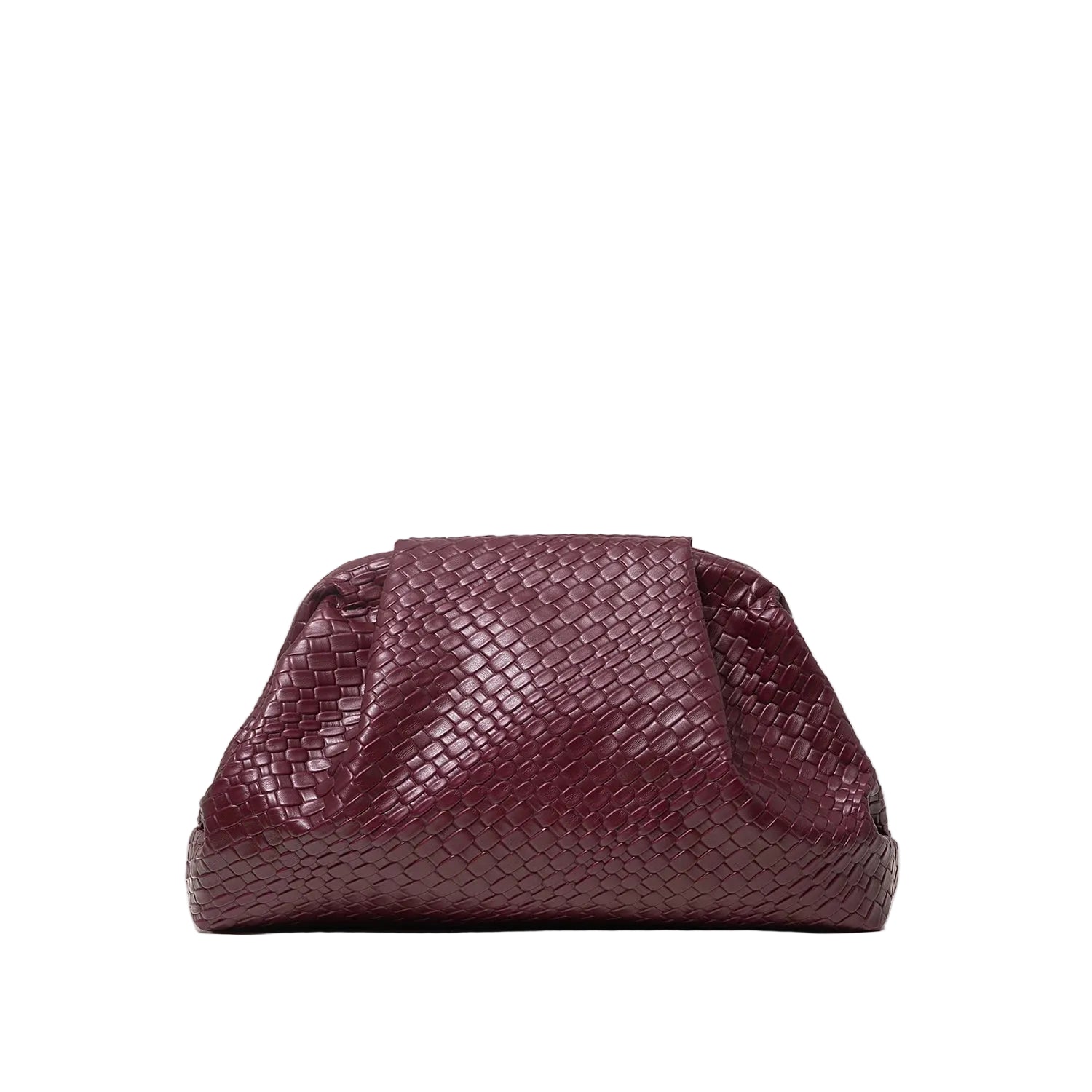 Woven Pattern Clutch - Women's Large-Capacity Burgundy Purse for Formal Looks Handbags The
