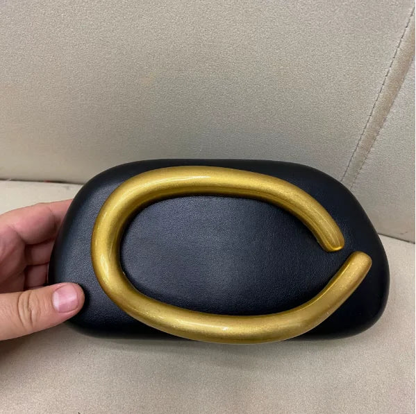 Gold Closure Box Clutch Bag - Women's Wedding & Party Evening Purse Handbags The