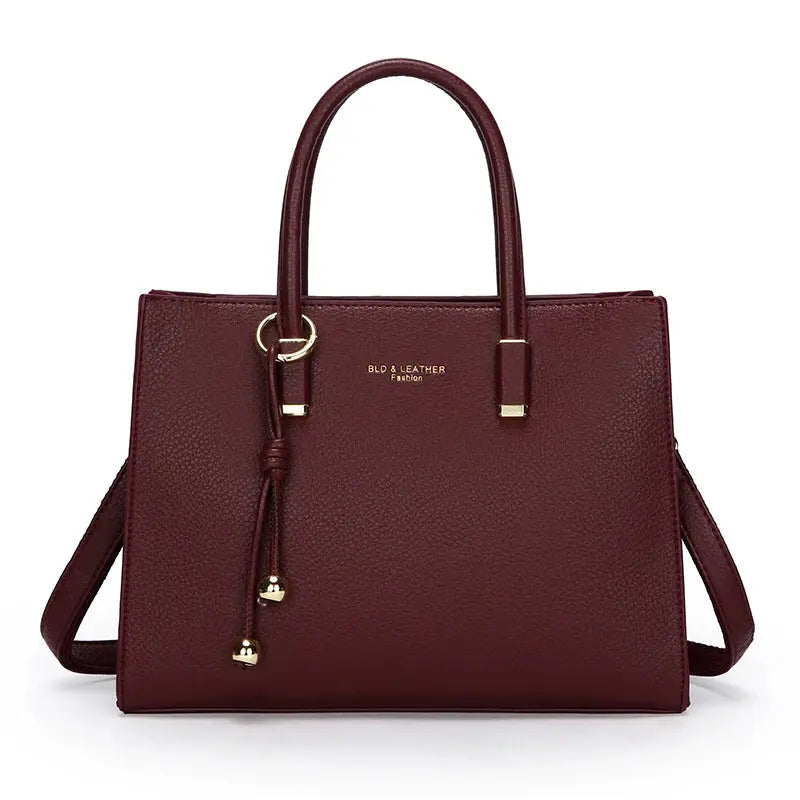Large-Capacity Triple-Compartment Tote - Women's Synthetic Leather Shoulder & Crossbody Bag Handbags The