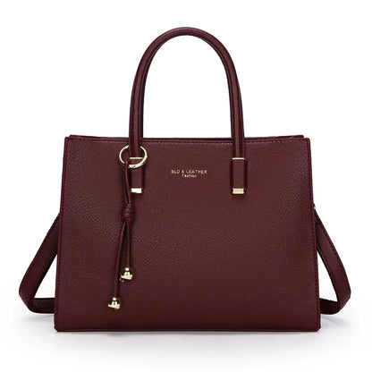 Large-Capacity Triple-Compartment Tote - Women's Synthetic Leather Shoulder & Crossbody Bag Handbags The