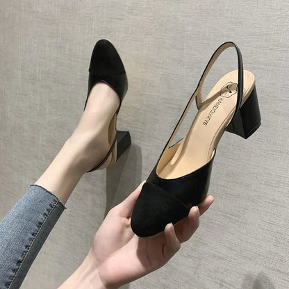 Retro Square-Toe Mule Heels - Women's Elegant Wedding Sandal displayed on a model in stylish outfit.