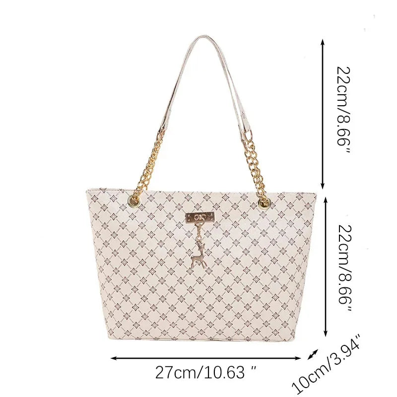 Soft-Texture Geometric Tote Bag - Women's Large-Capacity PU Leather Shoulder Handbag Handbags The