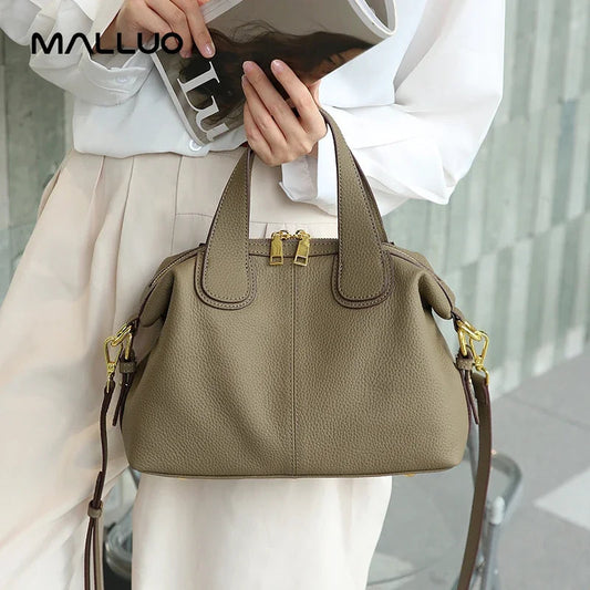 Retro Cow Leather Shoulder Bag - Women's Large-Capacity Genuine Leather Crossbody Handbags The