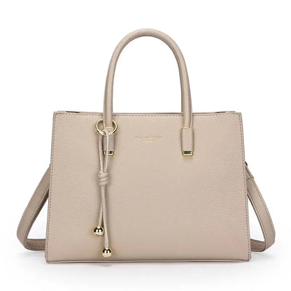 Large-Capacity Triple-Compartment Tote - Women's Synthetic Leather Shoulder & Crossbody Bag Handbags The