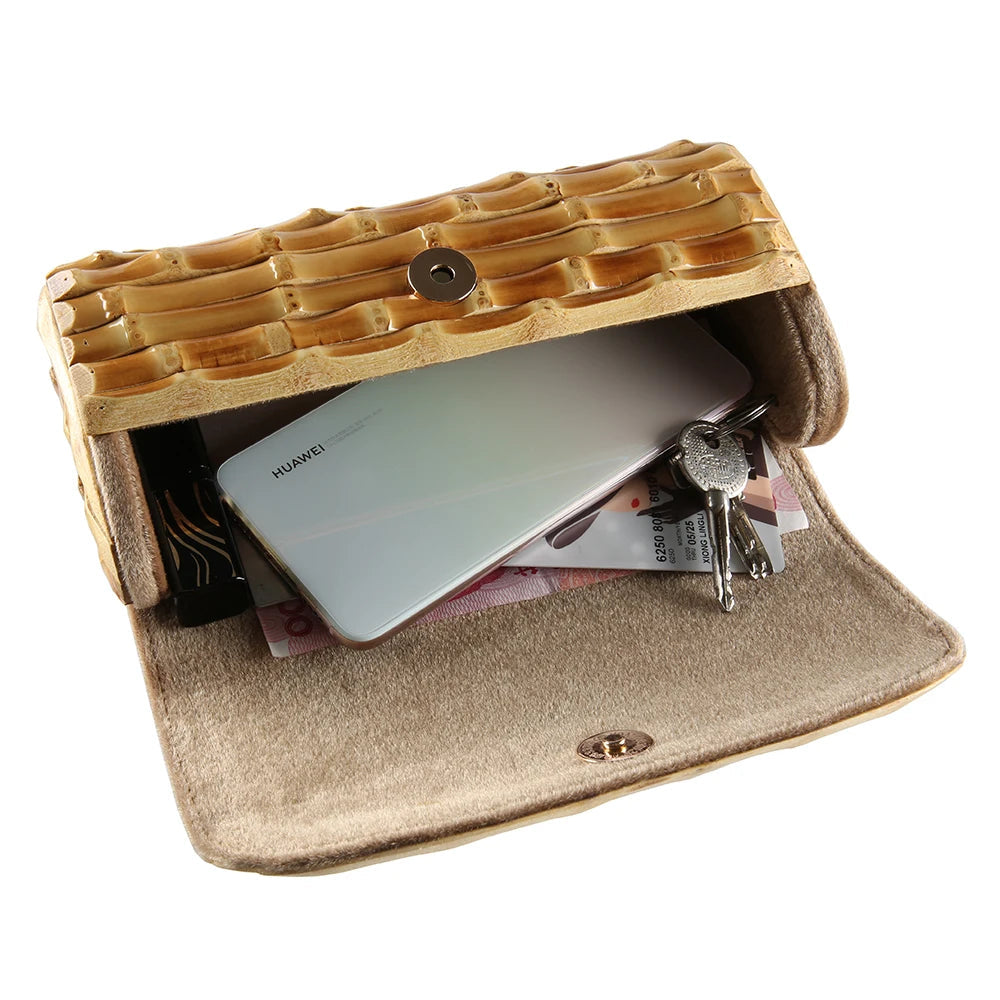 Bamboo Root Clutch - Women's Handmade Vintage Evening Purse for Parties Handbags The
