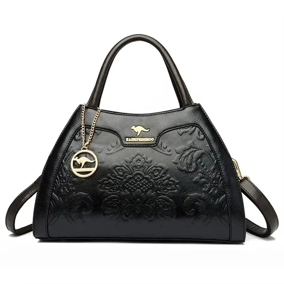 Printed Large-Capacity Tote Bag - Women's Soft Leather Shoulder & Crossbody Purse Handbags The
