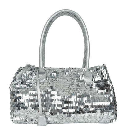 Sequined Underarm Evening Tote - Women's Shiny Party Shoulder Bag Handbags The