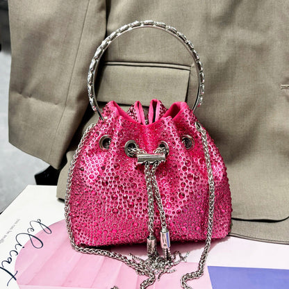 Crystal Bucket Clutch - Women's Shiny Evening Bag for Parties & Special Events Handbags The