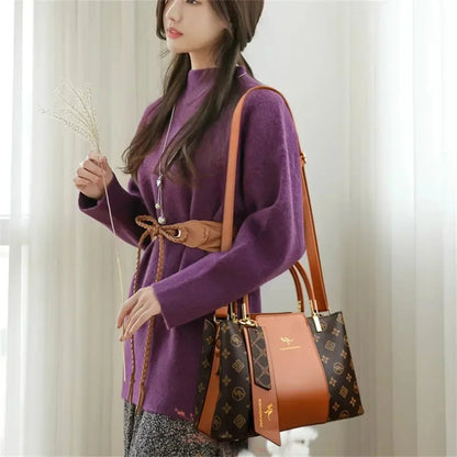 Printed Large-Capacity Tote Bag - Women's Soft Leather Shoulder & Crossbody Purse Handbags The