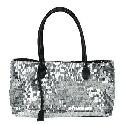 Sequined Underarm Evening Tote - Women's Shiny Party Shoulder Bag Handbags The