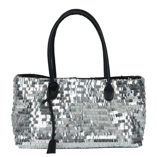 Sequined Underarm Evening Tote - Women's Shiny Party Shoulder Bag Handbags The