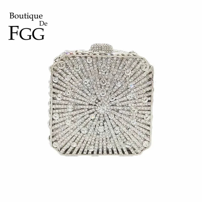 Crystal Minaudiere Clutch - Women's Bridal Evening Bag for Weddings & Galas Handbags The