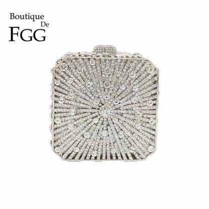 Crystal Minaudiere Clutch - Women's Bridal Evening Bag for Weddings & Galas Handbags The