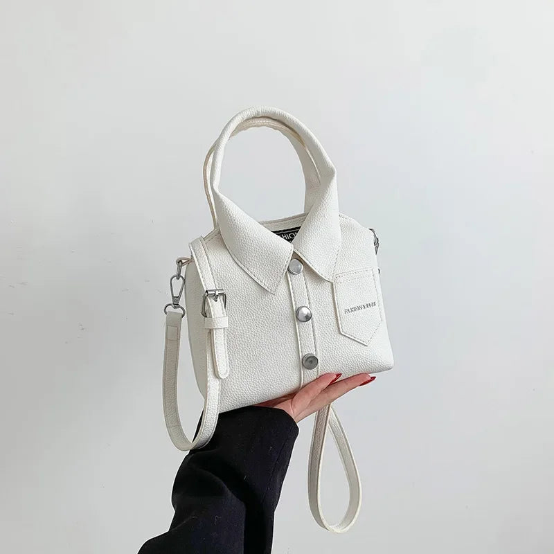 Compact Square Crossbody Bag - Women's PU Leather Zipper Shoulder Handbag Handbags The