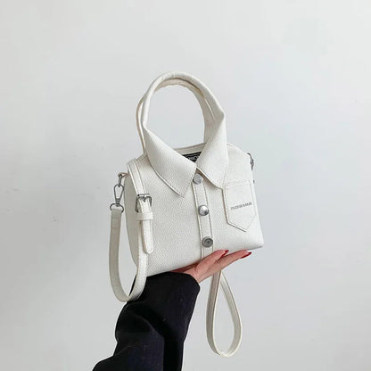 Compact Square Crossbody Bag - Women's PU Leather Zipper Shoulder Handbag Handbags The