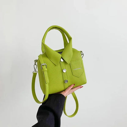 Compact Square Crossbody Bag - Women's PU Leather Zipper Shoulder Handbag Handbags The
